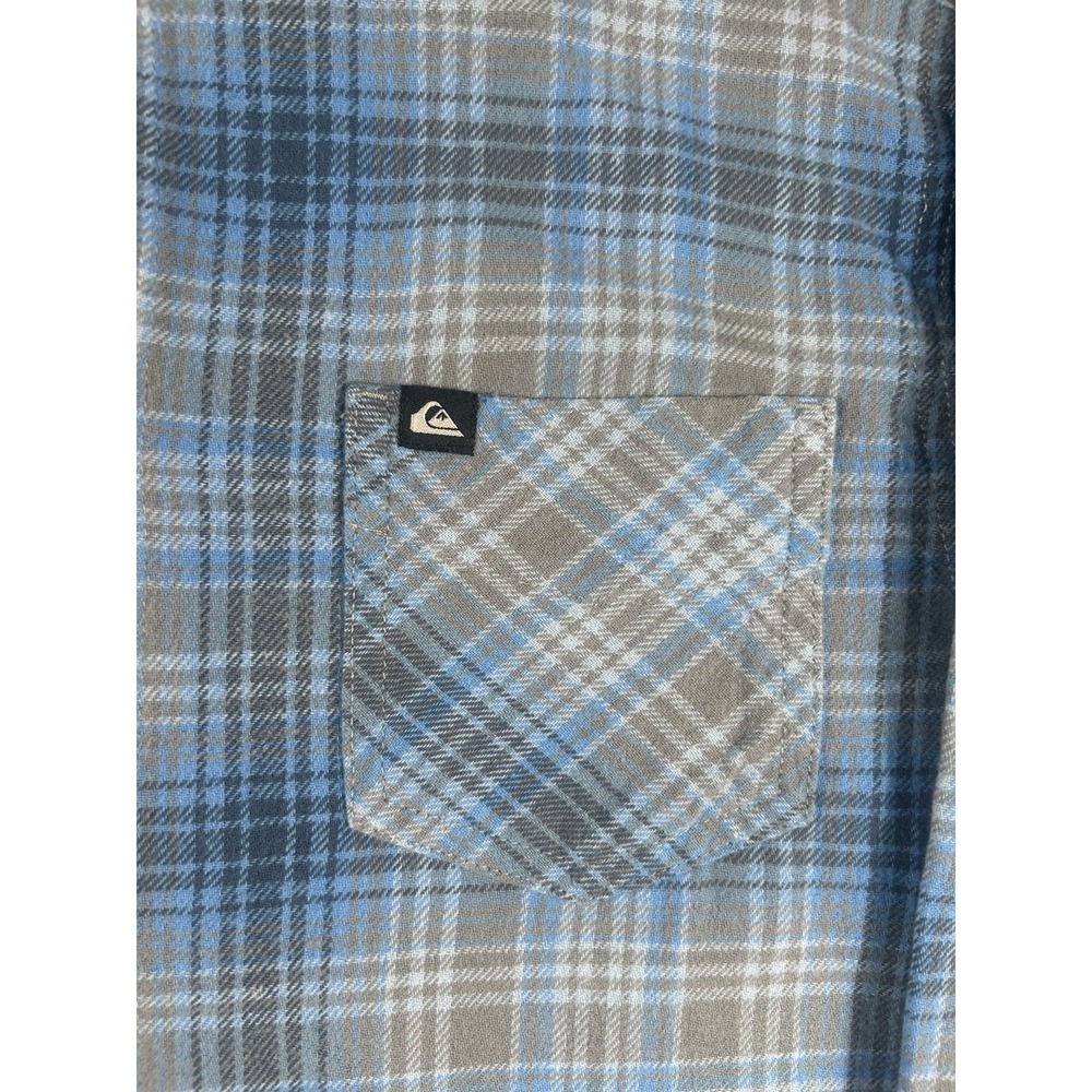 Quiksilver Boys Blue Plaid Hooded Flannel Shirt Size M (10/12) - Picture 4 of 7